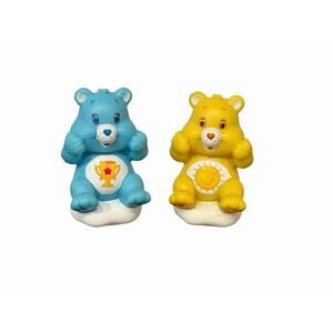 Vintage Care Bears Figures Sitting On Clouds Champ Bear & Sunshine Bear Figures